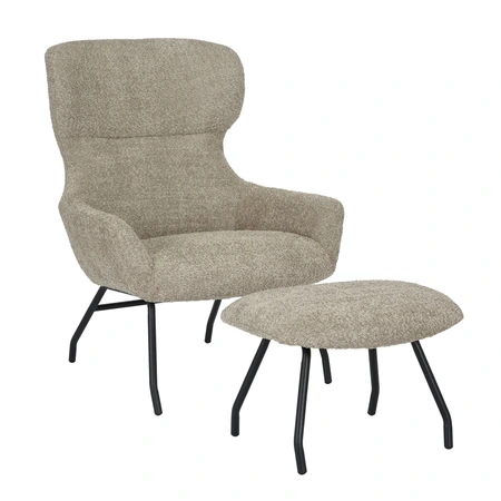 24Seven® Loungestoel Pablo met voetbankje bouclé liver - afbeelding 3