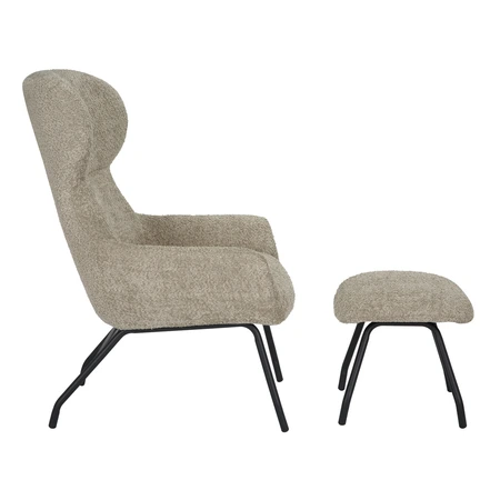 24Seven® Loungestoel Pablo met voetbankje bouclé liver - afbeelding 4