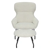 24Seven® Loungestoel Pablo met voetbankje bouclé offwhite - afbeelding 2