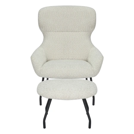 24Seven® Loungestoel Pablo met voetbankje bouclé offwhite - afbeelding 2