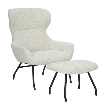 24Seven® Loungestoel Pablo met voetbankje bouclé offwhite - afbeelding 3
