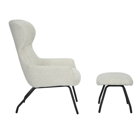 24Seven® Loungestoel Pablo met voetbankje bouclé offwhite - afbeelding 4