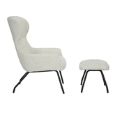 24Seven® Loungestoel Pablo met voetbankje bouclé offwhite - afbeelding 4