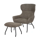 24Seven® Loungestoel Pablo met voetbankje bouclé taupe - afbeelding 1