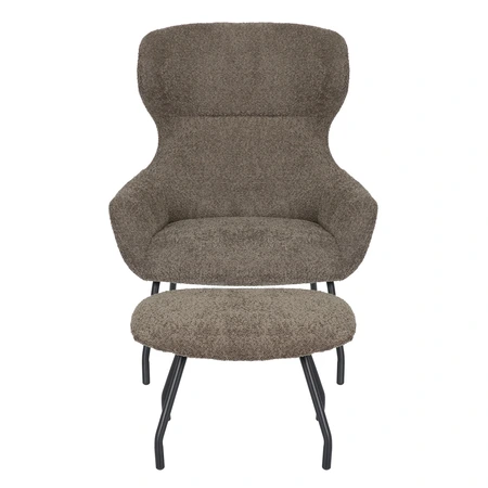 24Seven® Loungestoel Pablo met voetbankje bouclé taupe - afbeelding 2