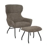 24Seven Loungestoel Pablo met voetbankje bouclé taupe - afbeelding 3
