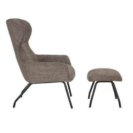 24Seven Loungestoel Pablo met voetbankje bouclé taupe - afbeelding 4