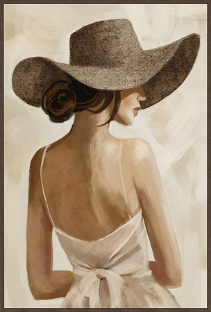 24Seven Wanddeco Lady with hat - B60xH90cm