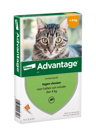 Advantage parasietbehandeling kat 40 4kg 4pip