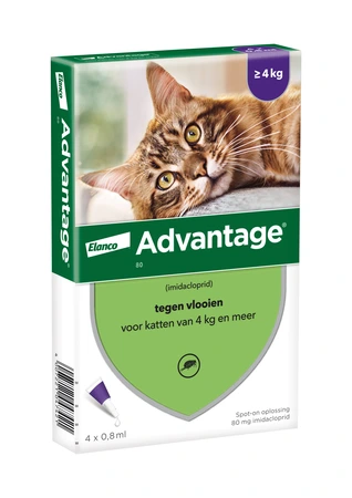 Advantage parasietbehandeling kat 80 4kg 4pip