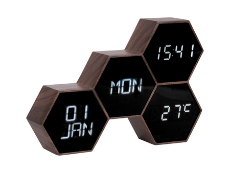 Alarm clock Six in the Mix black wood painted. - afbeelding 1