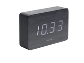 Alarm clock Square black veneer, white LED - afbeelding 1