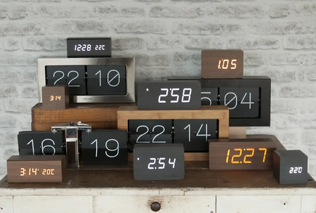 Alarm clock Square black veneer, white LED - afbeelding 3