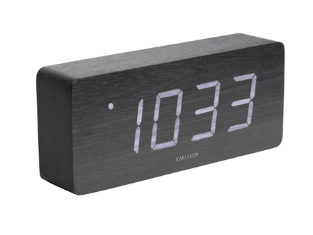 Alarm clock Tube black veneer, white LED - afbeelding 1