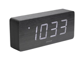 Alarm clock Tube black veneer, white LED - afbeelding 1