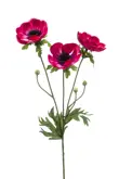 Kunstbloem Anemone spray x3 hot pink 75 cm