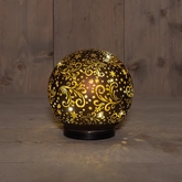 Anna's Collection Decoratiebal glas draaiend bruin met verlichting - Ø 15 cm - afbeelding 2