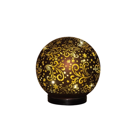 Anna's Collection Decoratiebal glas draaiend bruin met verlichting - Ø 15 cm - afbeelding 4