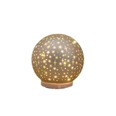 Anna's Collection Decoratiebal glas draaiend met sterren mat champagne met verlichting - Ø 15 cm - afbeelding 4