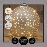 Anna's Collection Decoratiebal glas draaiend met sterren mat champagne met verlichting - Ø 15 cm - afbeelding 3