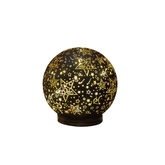 Anna's Collection Decoratiebal glas draaiend met sterren zwart met verlichting - Ø 15 cm - afbeelding 4