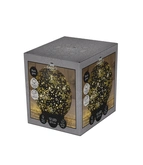Anna's Collection Decoratiebal glas draaiend met sterren zwart met verlichting - Ø 15 cm - afbeelding 1