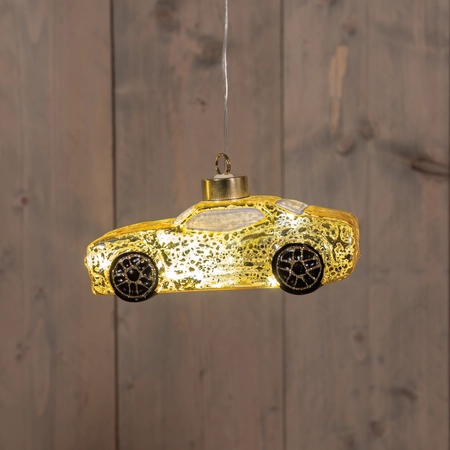 Anna's Collection Glazen auto met LED - L14,8xB7,4xH6cm Goud - afbeelding 3