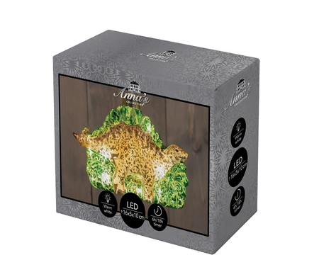 Anna's Collection Glazen dino met LED - B15,8xH10cm Goud en groen - afbeelding 2