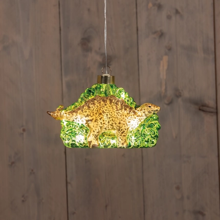Anna's Collection Glazen dino met LED - B15,8xH10cm Goud en groen - afbeelding 3