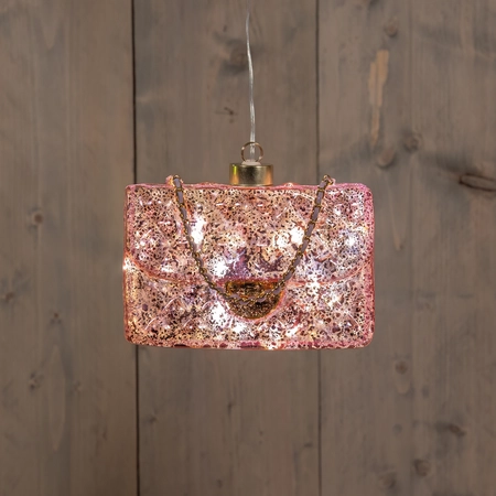Anna's Collection Glazen handtas met LED - B14,9xH10,5cm Roze - afbeelding 3