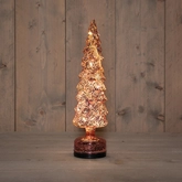 Anna's Collection Glazen kerstboom draaiend met LED - D10xH38,5cm Roze - afbeelding 3