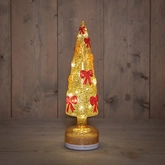 Anna's Collection Glazen kerstboom draaiend met LED - D9xH34cm Brons - afbeelding 3