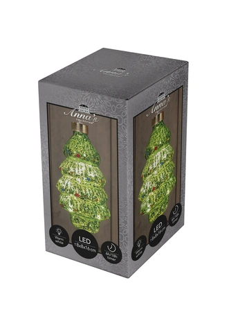 Anna's Collection Glazen kerstboom met LED - B7,5xH15,5cm Groen - afbeelding 2