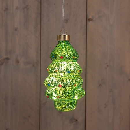 Anna's Collection Glazen kerstboom met LED - B7,5xH15,5cm Groen - afbeelding 3