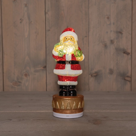 Anna's Collection Glazen kerstman met LED - B10,5xH26cm Meerkleurig - afbeelding 3
