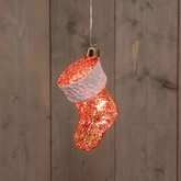 Anna's Collection Glazen kerstsok met LED - B11xH13,4cm Rood - afbeelding 3