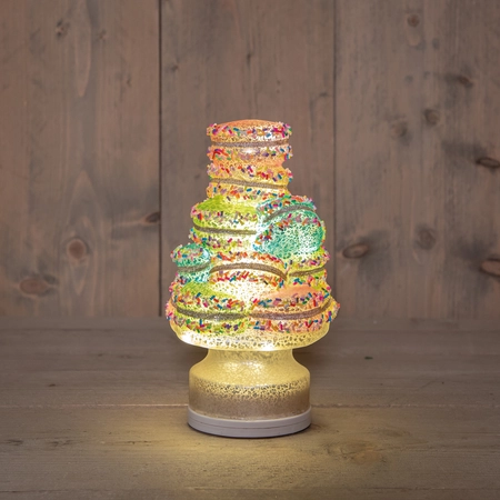 Anna's Collection Glazen macarons draaiend met LED - D12,5xH22,5cm Meerkleurig - afbeelding 3