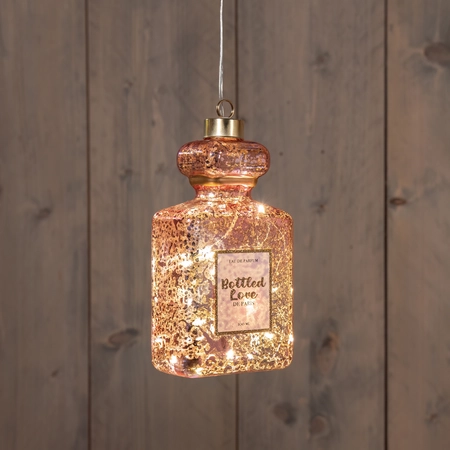 Anna's Collection Glazen parfumfles met LED - B8,5xH16cm Roze - afbeelding 3
