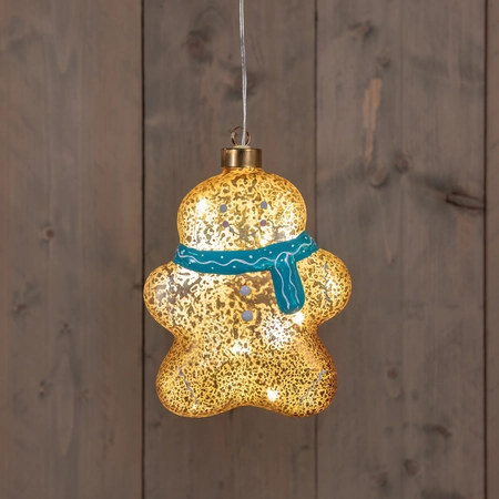 Anna's Collection Glazen peperkoekman met LED - B12xH16cm Brons - afbeelding 3