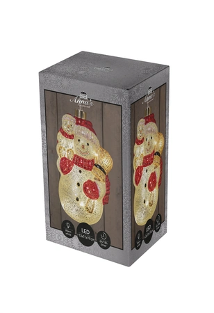 Anna's Collection Glazen sneeuwpop met LED - B10,5xH19cm Wit - afbeelding 2