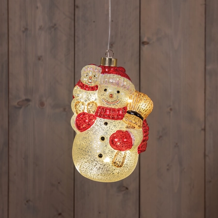 Anna's Collection Glazen sneeuwpop met LED - B10,5xH19cm Wit - afbeelding 3