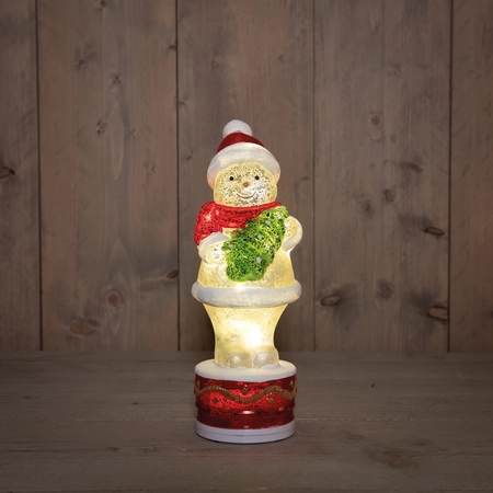 Anna's Collection Glazen sneeuwpop met LED - B11xH28,5cm Wit - afbeelding 3