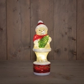 Anna's Collection Glazen sneeuwpop met LED - B11xH28,5cm Wit - afbeelding 3