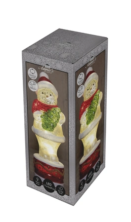 Anna's Collection Glazen sneeuwpop met LED - B11xH28,5cm Wit - afbeelding 2