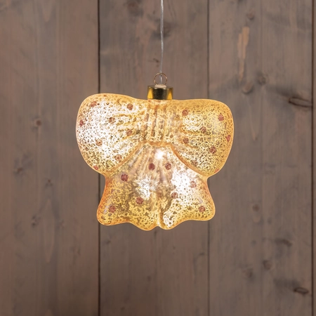 Anna's Collection Glazen strik met LED - B14,8xH13,5cm Roze - afbeelding 3