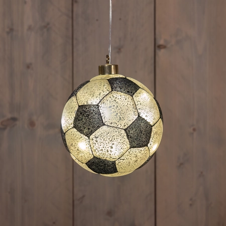 Anna's Collection Glazen voetbal met LED - Zwart en wit - afbeelding 2