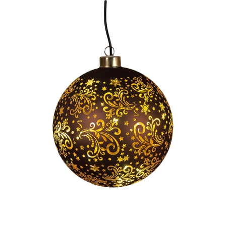 Anna's Collection Kerstbal glas draaiend bruin met verlichting - Ø 15 cm - afbeelding 4