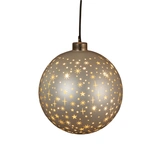 Anna's Collection Kerstbal glas draaiend met sterren mat champagne met verlichting - Ø 15 cm - afbeelding 4