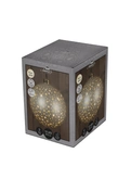Anna's Collection Kerstbal glas draaiend met sterren mat champagne met verlichting - Ø 15 cm - afbeelding 1