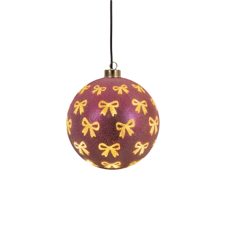 Anna's Collection Kerstbal glas draaiend roze met verlichting - Ø 15 cm